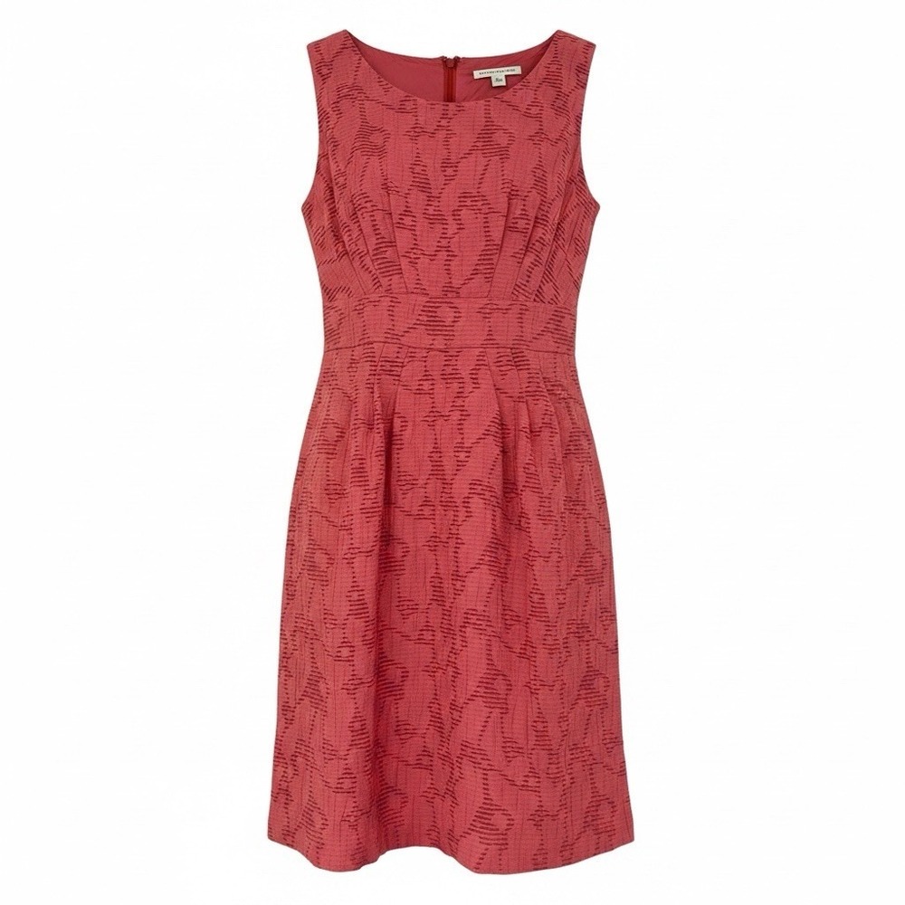 Banana Republic Sleeveless A-Line Dress Womens 2 Coral Pink Textured Pockets